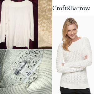 Croft & Barrow Waffle Knit Classic White Sweater